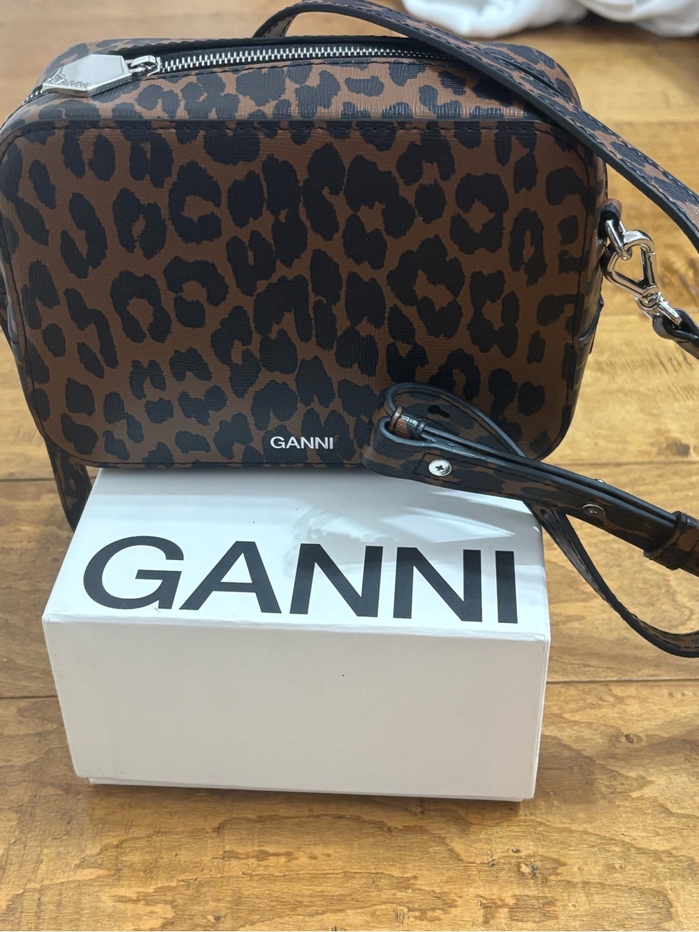 Ganni Leopard-Print Crossbody Bag—New In Original Box! Stunning!